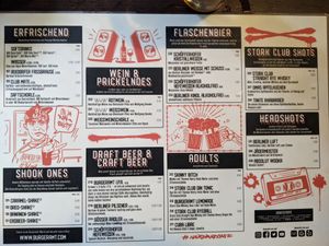 Drink menu at Burgeramt in Berlin