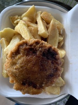 Battered vegan burger Supper  at The West End Cafe in Isle Of Bute