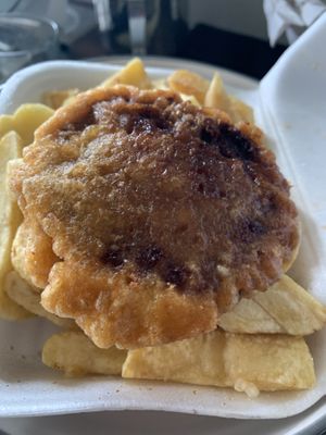Battered vegan burger at The West End Cafe in Isle Of Bute