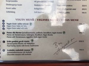 Vegan options at Stég Pub Pizzéria in Tihany