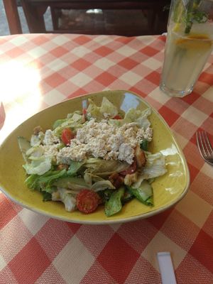Vegan Cezar salad with tofu at Stég Pub Pizzéria in Tihany