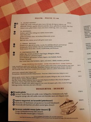 Menu at Stég Pub Pizzéria in Tihany