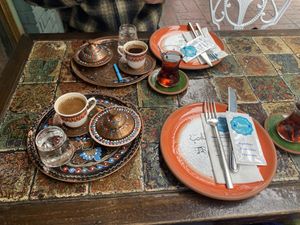 Turkish coffee and tea   at Arada Cafe in Istanbul