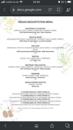 Menu at Restaurant Sorriso in Frankfurt