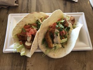 Crispy vegan tacos at Atabey Condado in San Juan