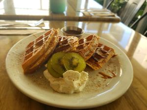 Waffles available all day at Atabey Condado in San Juan