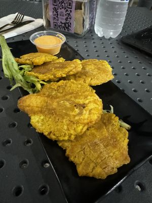 Tostones with vegan aioli   at Atabey Condado in San Juan