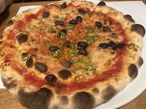 Spicy vegan pizza  at Dieci Pizza in Geneva