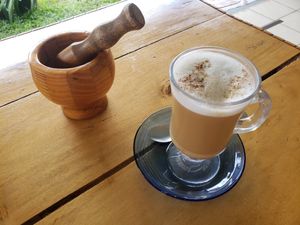 Almond Milk Cappuccino at Cafe la Semilla in Bijagua