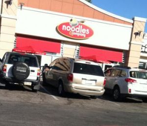 outside at Noodles & Company in Omaha
