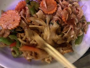 Vegan drunken noodles with crispy tofu  at Benja Thai and Sushi in St George