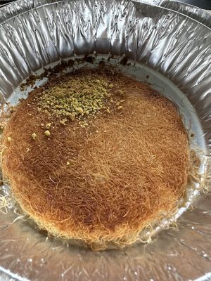 Sad and flat tiny knafeh   at Konfa Knafeh in Tel Aviv