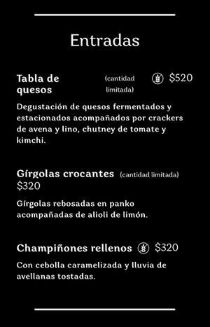 Menú at Mushroom Bar in Montevideo