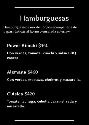 Menú  at Mushroom Bar in Montevideo