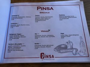 Menu  at Pinsa Manufaktur in Ludwigsburg