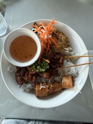 Combination vermicelli bowl with vegan pork  at Pho Vina in Burien