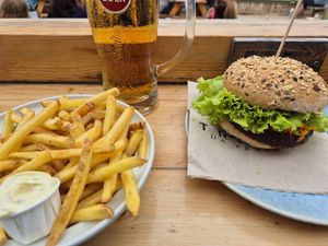 Vegan burger at Tribo da Praia in Ferrel