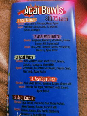 Acai Bowls at Divine Health Juice Bar in Waterbury