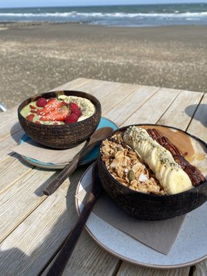 Smoothie bowls  at Fins Beach Cafe in Sandown