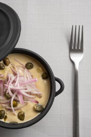 Traditional Fava ! at 5SENSES Restaurant in Santorini