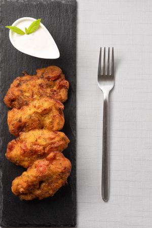 Traditional tomato fritters ! at 5SENSES Restaurant in Santorini