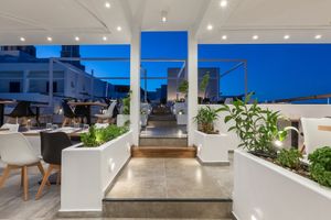 Our lovely and planty Open Air Restaurant ! at 5SENSES Restaurant in Santorini