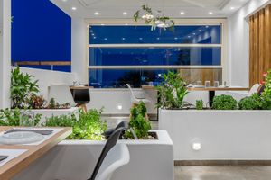 Our lovely and planty Open Air Restaurant ! at 5SENSES Restaurant in Santorini