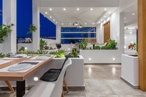 Our lovely and planty Open Air Restaurant ! at 5SENSES Restaurant in Santorini