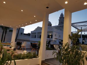 Dining area at 5SENSES Restaurant in Santorini