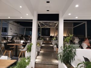 Dining area at 5SENSES Restaurant in Santorini