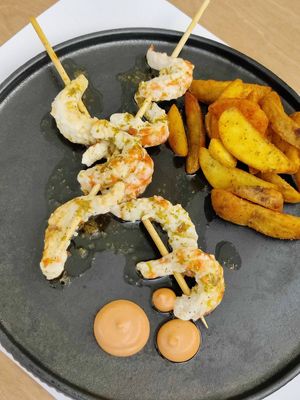 "Shrimp" souvlaki at 5SENSES Restaurant in Santorini