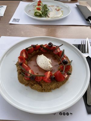 Cretan Ntakos at 5SENSES Restaurant in Santorini