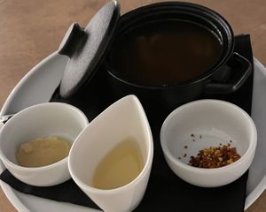 Greek Patsas soup  at 5SENSES Restaurant in Santorini