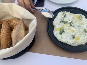 vegan tzatziki at 5SENSES Restaurant in Santorini
