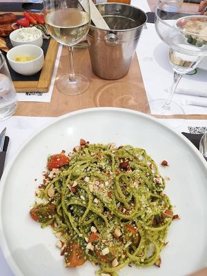 Pesto linguini  at 5SENSES Restaurant in Santorini