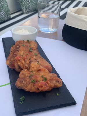 tomato fritters  at 5SENSES Restaurant in Santorini