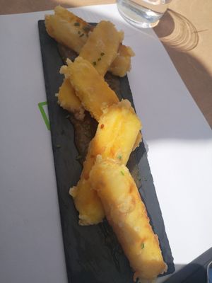 Vegana saganaki at 5SENSES Restaurant in Santorini