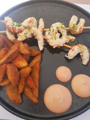 Fake shrimps with cocktail sauce at 5SENSES Restaurant in Santorini