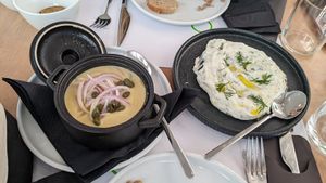 Fava & tzatziki at 5SENSES Restaurant in Santorini