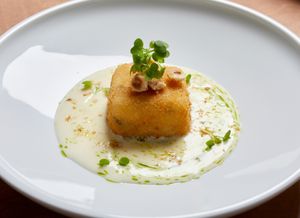 Polenta, our new dish in the menu! at 5SENSES Restaurant in Santorini