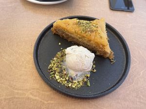 Baklava with ice cream   at 5SENSES Restaurant in Santorini