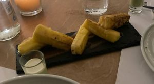 Saganaki cheese (pan-fried) at 5SENSES Restaurant in Santorini