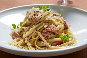 Vegan Carbonara... at 5SENSES Restaurant in Santorini