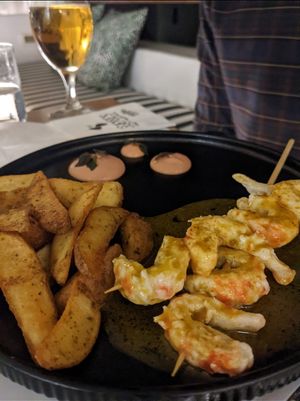 "Shrimp" souvlaki at 5SENSES Restaurant in Santorini