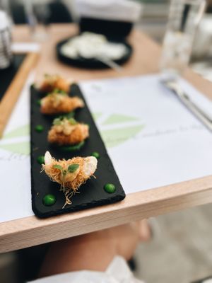 “Shrimp” phyllo - yum!   at 5SENSES Restaurant in Santorini