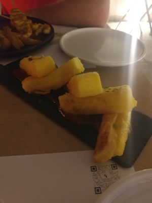 Saganaki (fried Violife cheese)  at 5SENSES Restaurant in Santorini