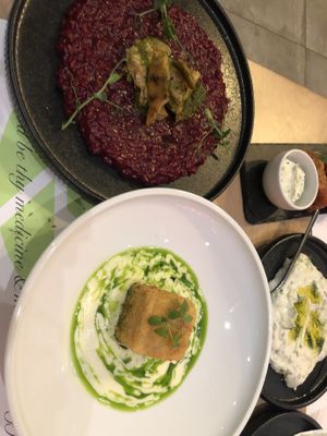 Ploenta and Risotto  at 5SENSES Restaurant in Santorini