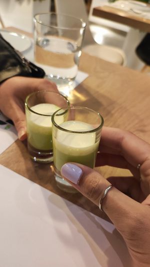 delicious cucumber and sour cream drink (not sure what it's called but don't think it's a Greek thing) at 5SENSES Restaurant in Santorini