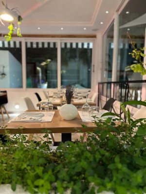 Our indoor area always ready to welcome you! at 5SENSES Restaurant in Santorini