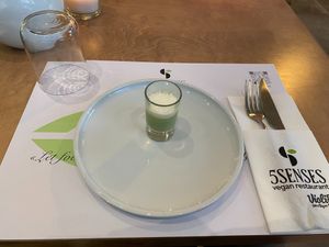 Welcome shot at 5SENSES Restaurant in Santorini